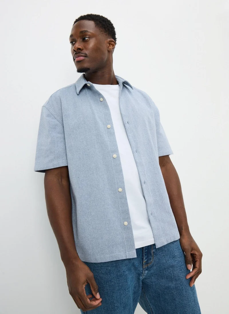 ماتلان Blue Cheesecloth Regular Fit Shirt